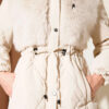 ⁦Faux Fur-Trimmed Quilted Hoodie with Chest Pockets Beige⁩ - الصورة ⁦4⁩