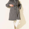 Faux Fur-Trimmed Quilted Hoodie with Chest Pockets Smoke