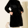 Faux Fur-Trimmed Quilted Hoodie with Chest Pockets Black