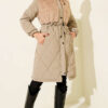 Faux Fur-Trimmed Quilted Hoodie with Chest Pockets Mink