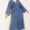 Long Coat with Gold Accessories Light Blue