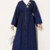 Long Coat with Gold Accessories Blue