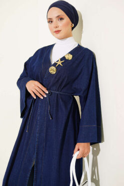 Alternative view of Long Coat with Gold Accessories Blue