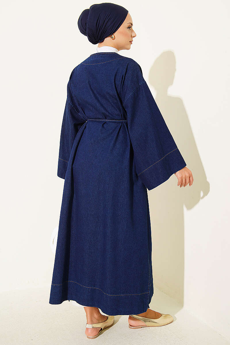Long Coat with Gold Accessories Blue – Bild 3