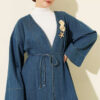 Gold-Accented V-Neck Cardigan Light Blue - الصورة 2