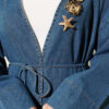 Gold-Accented V-Neck Cardigan Light Blue - الصورة 4