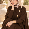 Gold Brooch-Accented Asymmetric Hem Two-Piece Set Brown - immagine 2