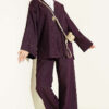 Gold Brooch-Accented Two-Piece Set Plum