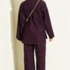 Gold Brooch-Accented Two-Piece Set Plum - Imagen 3