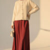 Gold Button-Detail Short Knit Cardigan Beige – Bild 2