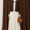 Gold Button-Detail Short Knit Cardigan Brown - Afbeelding 2