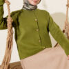 Gold Button-Detail Short Knit Cardigan Red - Afbeelding 5