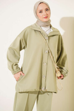 Alternative view of Gold Button Detailing Crewneck Two-Piece Set Hazel