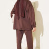 Gold Button Detailing Crewneck Two-Piece Set Brown - Imagen 3