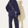 Gold Button Detailing Crewneck Two-Piece Set Navy Blue – Bild 3