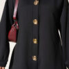 Gold Button Detailing Crewneck Two-Piece Set Black - Imagen 4