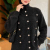 Gold Button Detailed Knit Cardigan Anthracite