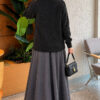 Gold Button Detailed Knit Cardigan Anthracite – Image 4