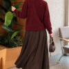 Gold Button Detailed Knit Cardigan Burgundy - الصورة 3