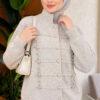 Gold Button Detailed Knit Cardigan Grey