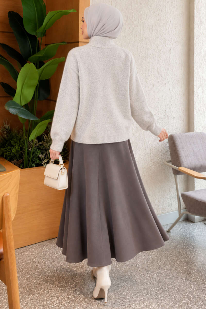 Gold Button Detailed Knit Cardigan Grey - Afbeelding 4