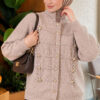 ⁦Gold Button Detailed Knit Cardigan Stone⁩ - الصورة ⁦3⁩
