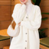 Gold Buttoned Angora Cardigan Ecru