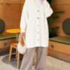 Gold Buttoned Angora Cardigan Ecru – Image 2