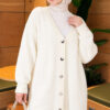 Gold Buttoned Angora Cardigan Ecru – Image 3