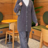 Gold Buttoned Angora Cardigan Smoke - immagine 2