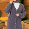 Gold Buttoned Angora Cardigan Smoke - immagine 3