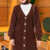 Gold Buttoned Angora Cardigan Brown