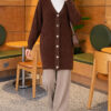 Gold Buttoned Angora Cardigan Brown – Image 2