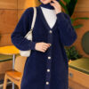 Gold Buttoned Angora Cardigan Navy Blue