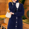 ⁦Gold Buttoned Angora Cardigan Navy Blue⁩ - الصورة ⁦2⁩