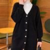Gold Buttoned Angora Cardigan Black