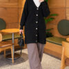 Gold Buttoned Angora Cardigan Black - Imagen 2