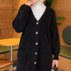 Gold Buttoned Angora Cardigan Black - Imagen 3