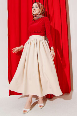 Alternative view of Buttoned Pocket Dabıl Skirt Beige