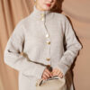 Gold Buttoned Pocket French Terry Knit Cardigan Gold - الصورة 5