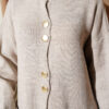 ⁦Gold Buttoned Pocket French Terry Knit Cardigan Beige⁩ - الصورة ⁦4⁩