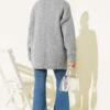 ⁦Gold Buttoned Pocket French Terry Knit Cardigan Grey⁩ - الصورة ⁦3⁩