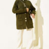 Gold Buttoned Pocket French Terry Knit Cardigan Khaki - الصورة 2