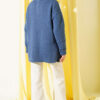 Gold Buttoned Pocket French Terry Knit Cardigan Indigo - Image 3