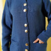 Gold Buttoned Pocket French Terry Knit Cardigan Indigo - Image 4