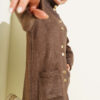 Gold Buttoned Pocket French Terry Knit Cardigan Gold - الصورة 12