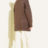 Gold Buttoned Pocket French Terry Knit Cardigan Brown - Image 3