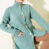 Gold Buttoned Pocket French Terry Knit Cardigan Gold - الصورة 2