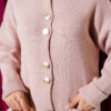 Gold Buttoned Pocket French Terry Knit Cardigan Powder Pink - الصورة 4