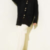 Gold Buttoned Pocket French Terry Knit Cardigan Black - Image 2